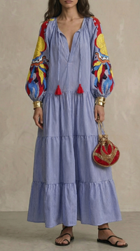 Loose Casual Long-sleeved Long Skirt